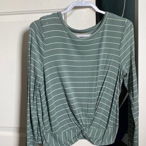 White and Green long sleeve shirt